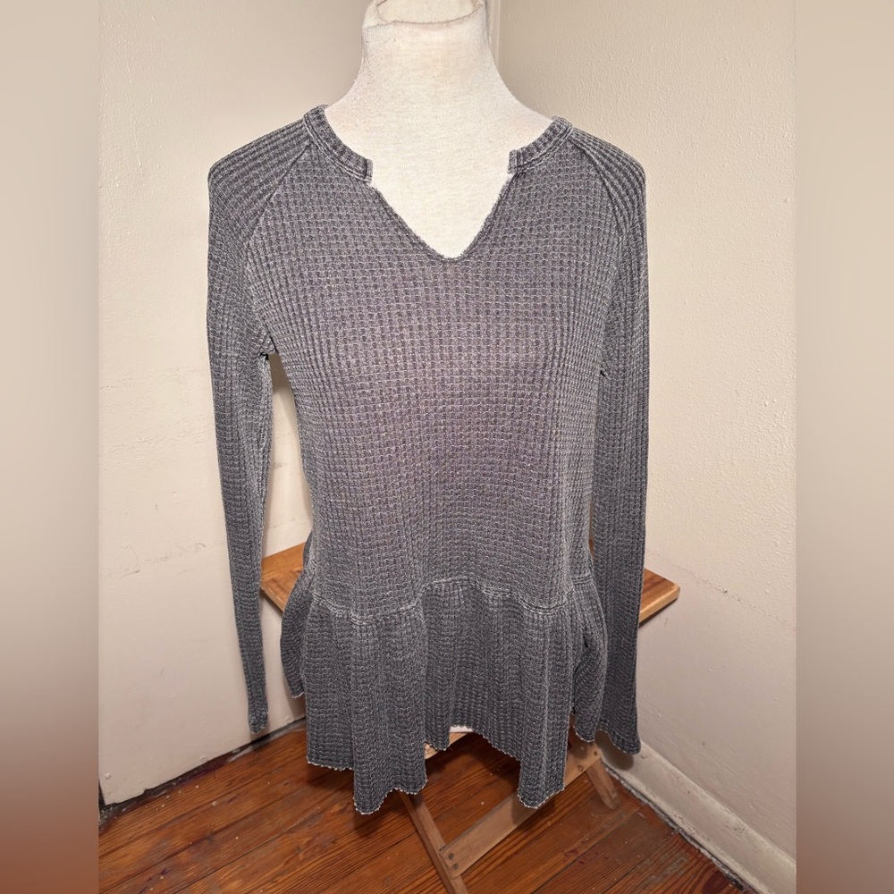 Time and Tru Ruffle Hem Thermal Shirt